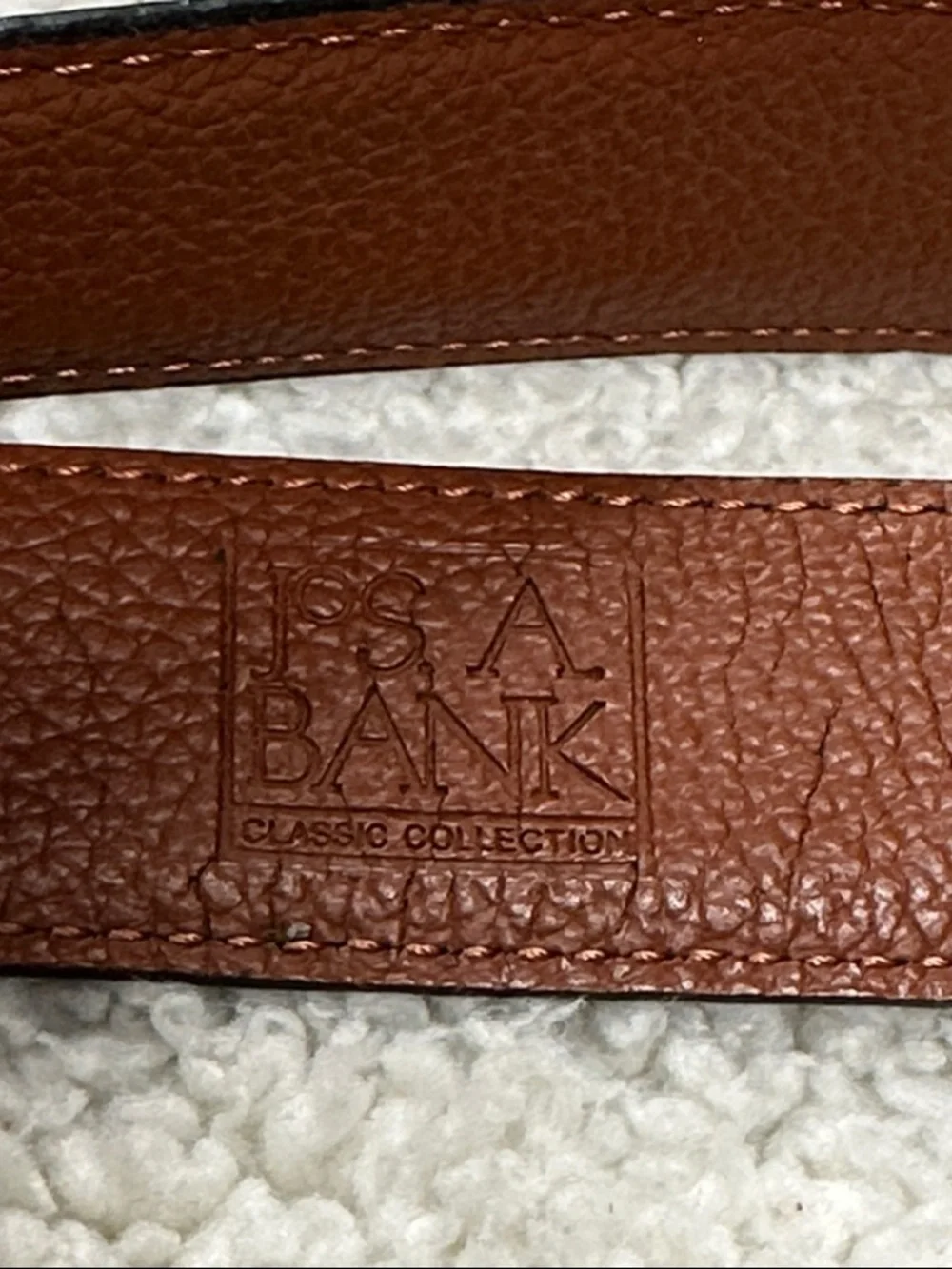 Jos A Bank Black Leather Belt, Shiny Silver Tone Buckle, 46 Like New!